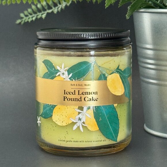 BBW Iced Lemon Pound Cake Bath & Body Works Mason Jar Single Wick Candle - Picture 1 of 10
